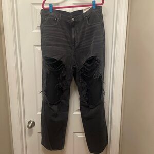 H&M women’s super Distressed Black Jeans 18 nwt grunge 90s ripped